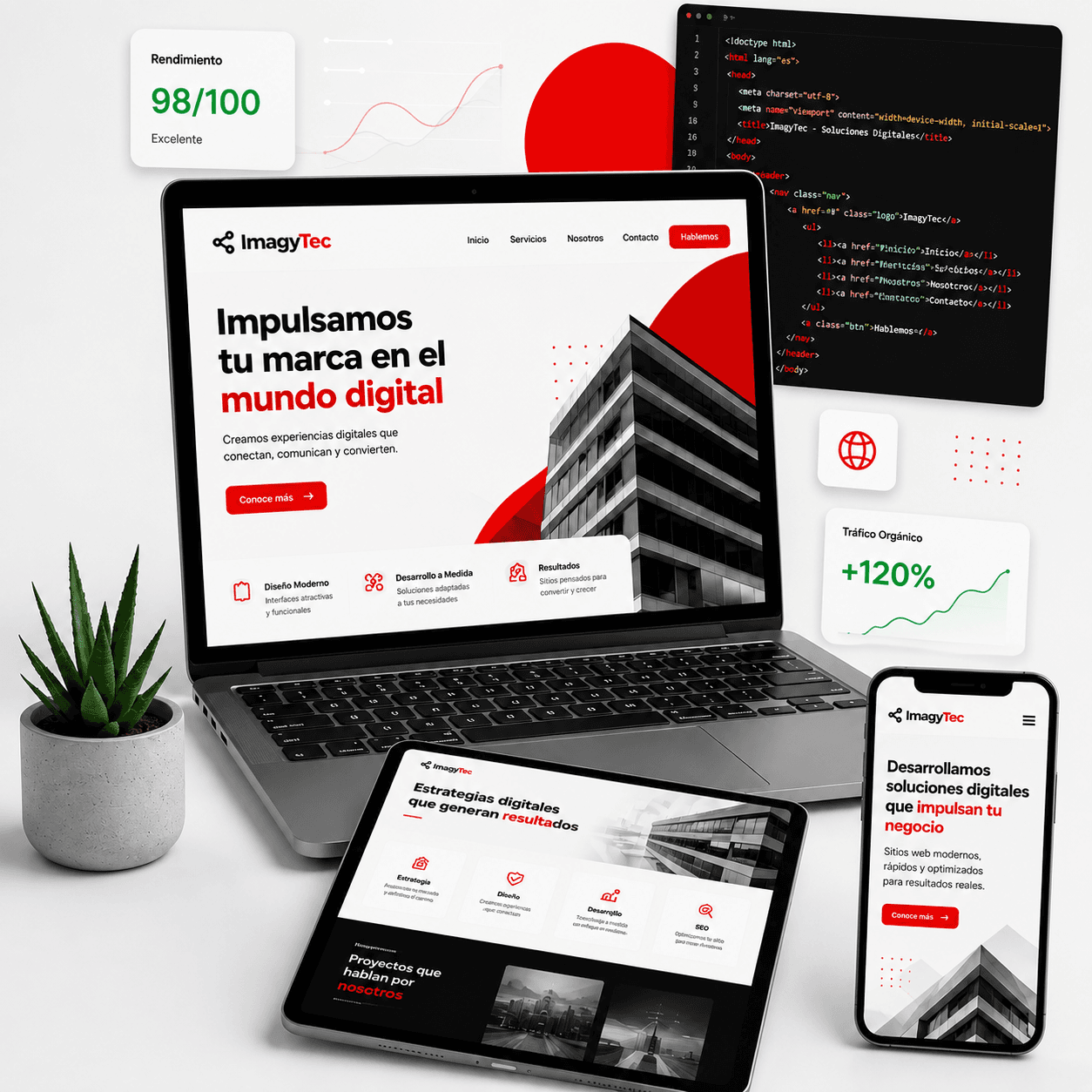 Servicio de Páginas Web de ImagyTec: landing pages, páginas dinámicas, diseño responsivo y optimización SEO