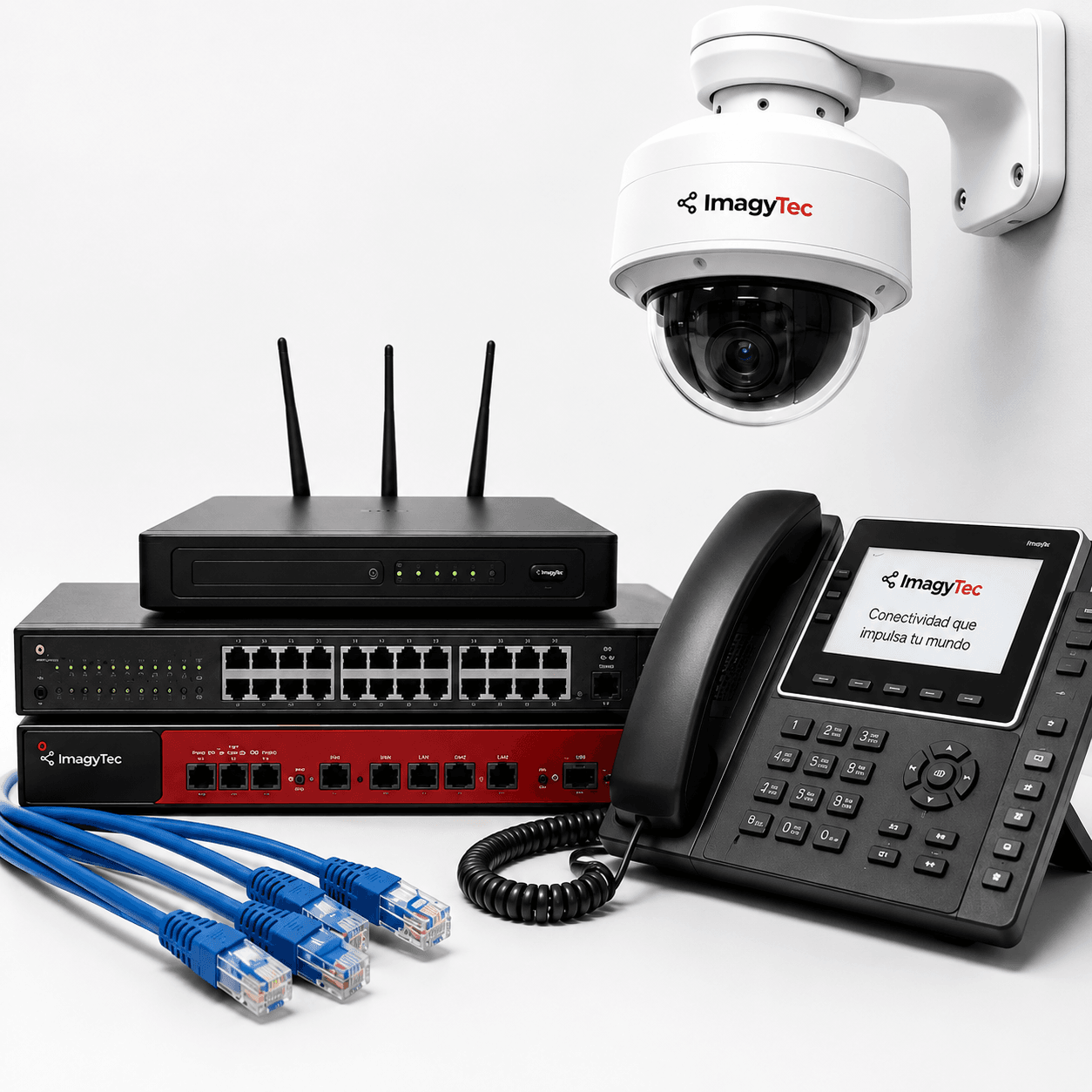 Servicio de Telecomunicaciones de ImagyTec: redes LAN, switches, routers, telefonía IP y CCTV